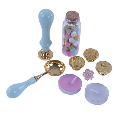 Wax Sealing Stamp Set Exquisite Fire Paint Wax Candles Brooch Replaceable Stamps Set for Envelope Cards Gift Wrapping