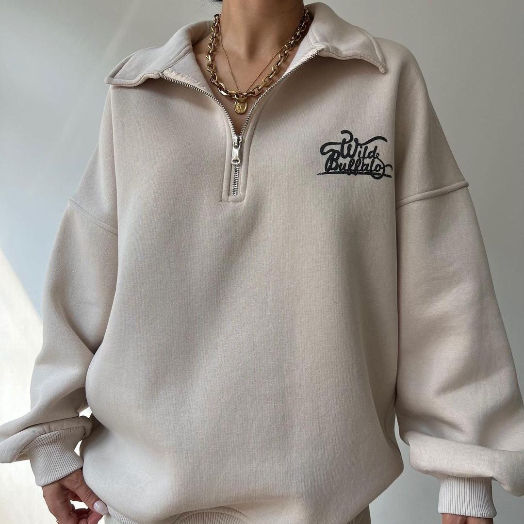 

BITCED Plus Флисовый принтованный джемпер с длинными рукавами Осенне-зимний флисовый свитер XL абрикосовый