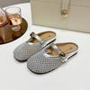 Silver Flat Bottom Hollow Bag Head Half Slippers Women's Outer Wear 2025 Spring and Summer with Skirt Breathable Versatile Cool Slippers