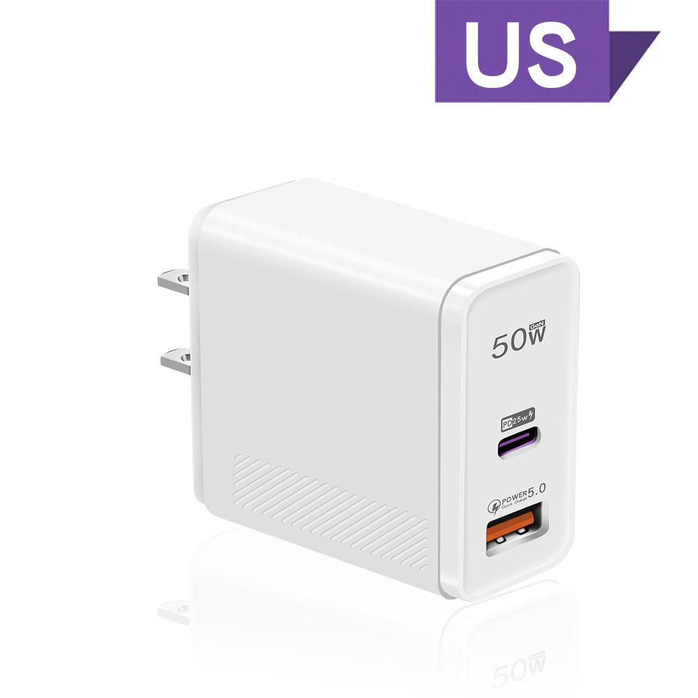 Double Mouth 50W USB Charger Travel Wall Charging Head Mobile Phone Charger Adapter Portable EU US Plug For iPhone Xiaomi