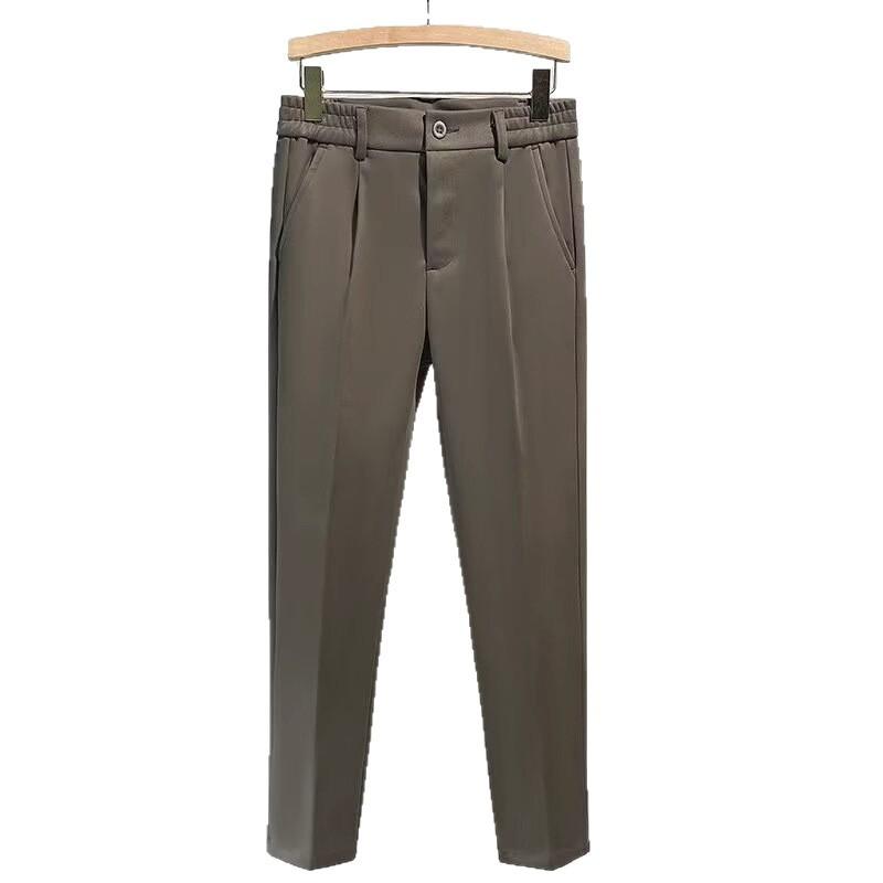 Suit Pants Nine-point Pants Men's Light Luxury Business Slim-fitting Trendy Pants Retractable Waist Casual Pants Trendy