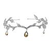 Brautkrone im koreanischen Stil Blatt Wassertropfen Legierung Augenbrauenanhänger Krone Barock Prinzessin Stirnband Retro Strass Haarschmuck
