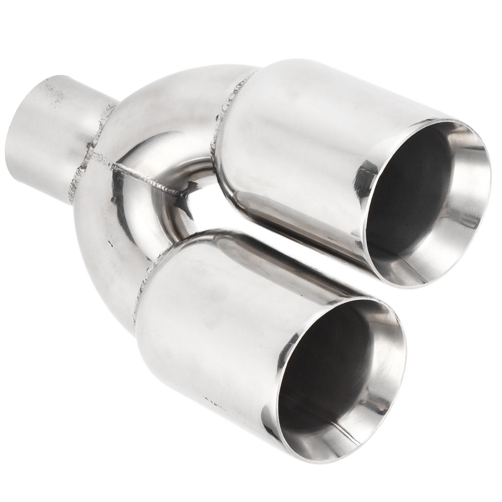 63x89mm Car Dual Exhaust Tip Stainless Steel Silver Weld On Universal Y Shaped Tailpipe for