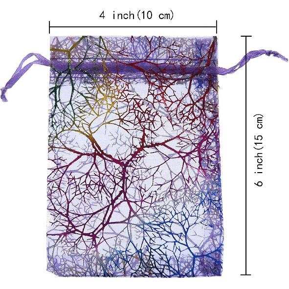 XVbond Sheer Drawstring Organza Gift Bags,100PCS 4 x6  Coralline Style Wedding Favor Bags with Drawstring Premium Jewelry Pouches Party Festival Gift