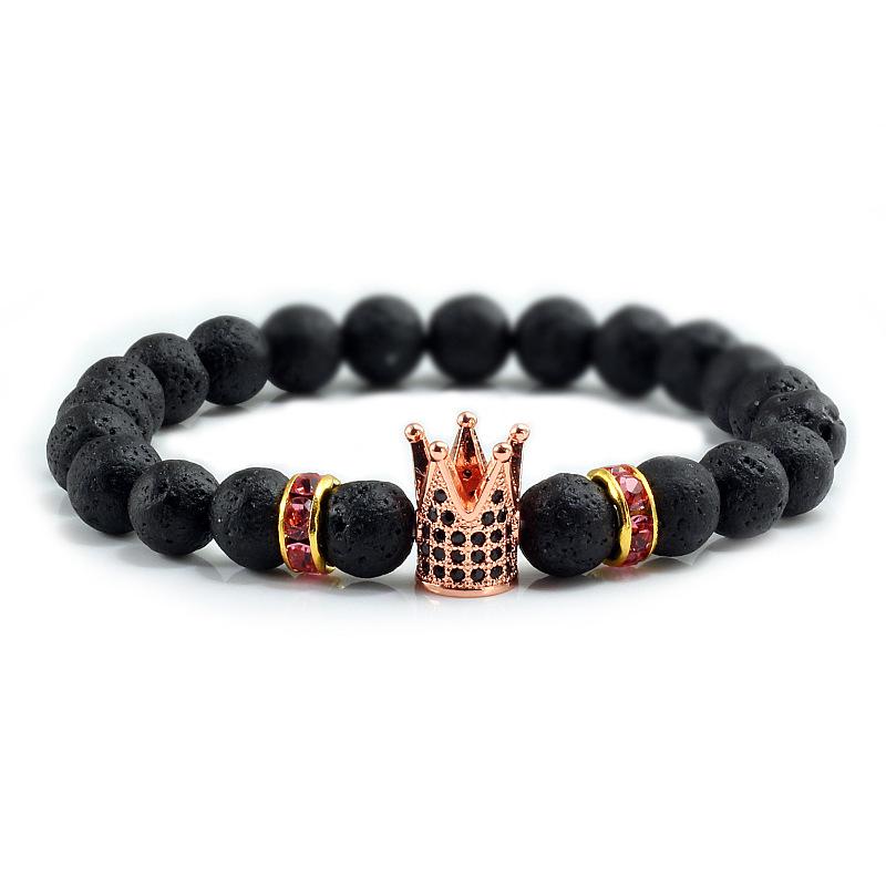 Wish Alloy Turquoise Rhinestone Crown Bracelet: Volcanic Stone Men's Jewelry Gift