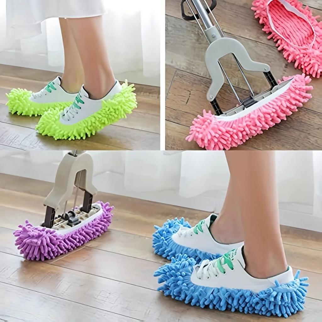 4/6pcs Washable and Reusable Microfiber Mop Slippers,Dust-Repellent and Easy-to-Clean Shoes Cover for Bathroom and Bedroom