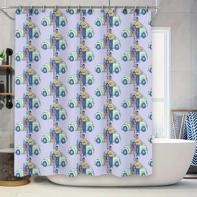 

Shower Curtain Vintage Car Pattern Waterproof Bathroom Decor Retro Van Graphic Washable Liner 90x180cm