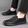 Fashion Summer New White Perforated Breathable Leather Shoes Mens Slip on Shoes Genuine Leather Male Casual Shoes Male Soft Sole Loafers