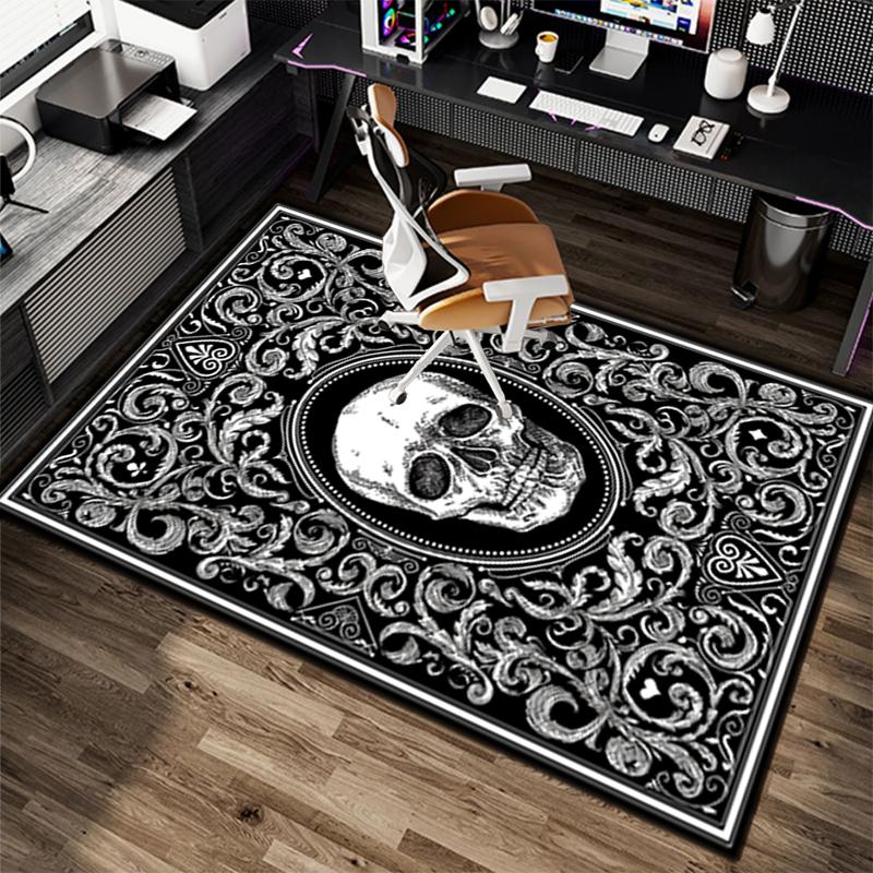 Tappeto Tappetino Stampato con Motivo Teschio Dark Gothic per Soggiorno Camera da Letto Casa Decorazione Divano, Tappetino Antiscivolo