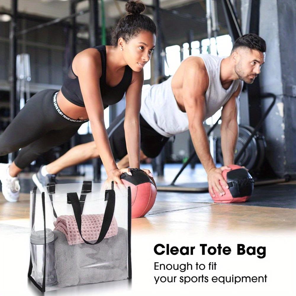 4pcs Clear Tote Bags Large Clear Plastic Tote Bag with Handles for Work Sports Stadium Beach Birthday Handbag Wrapping Bags