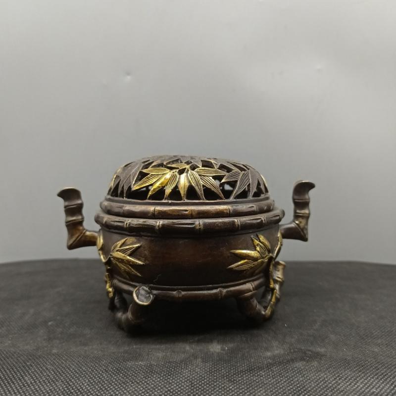 

Антикварний мідний бамбуковий пальник для домашнього використання в приміщенні, підходить для спіральних пахощів, сандалового дерева та агарового дерева, вінтажний стиль I See detail page