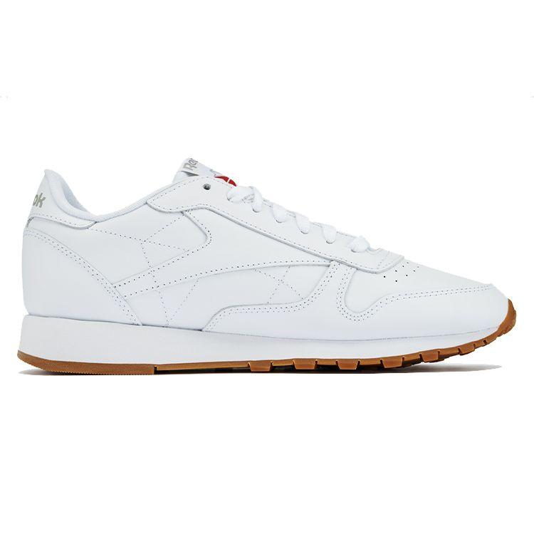 Reebok Klassisches Leder Weiß Grau Gummi Unisex Sneaker Schuhe-Weiß Rein-Grau-3 Gummi-Gummi-03 100008491
