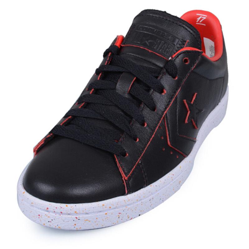 Converse Pro Leather 76 Casual Versatile Low-top Canvas Shoes Unisex Black and Red