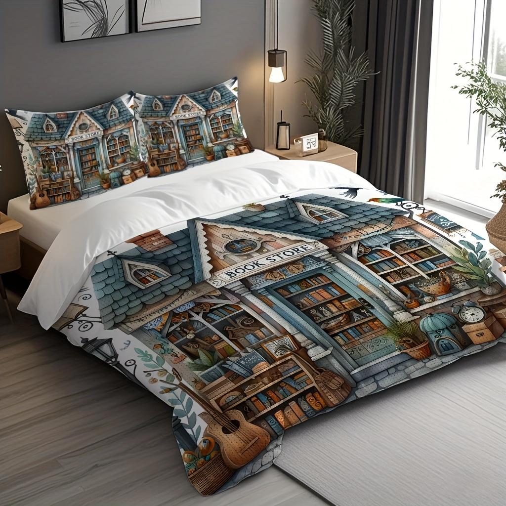 Comforter Book Store Style Bedding Set 3D Printed Single Twin Double Size Home Decor Birthday Gift For Kid