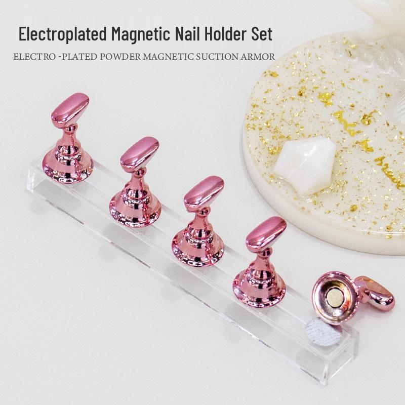 Magnetic Nail Art Practice Stand with Acrylic Base and Gem Holders