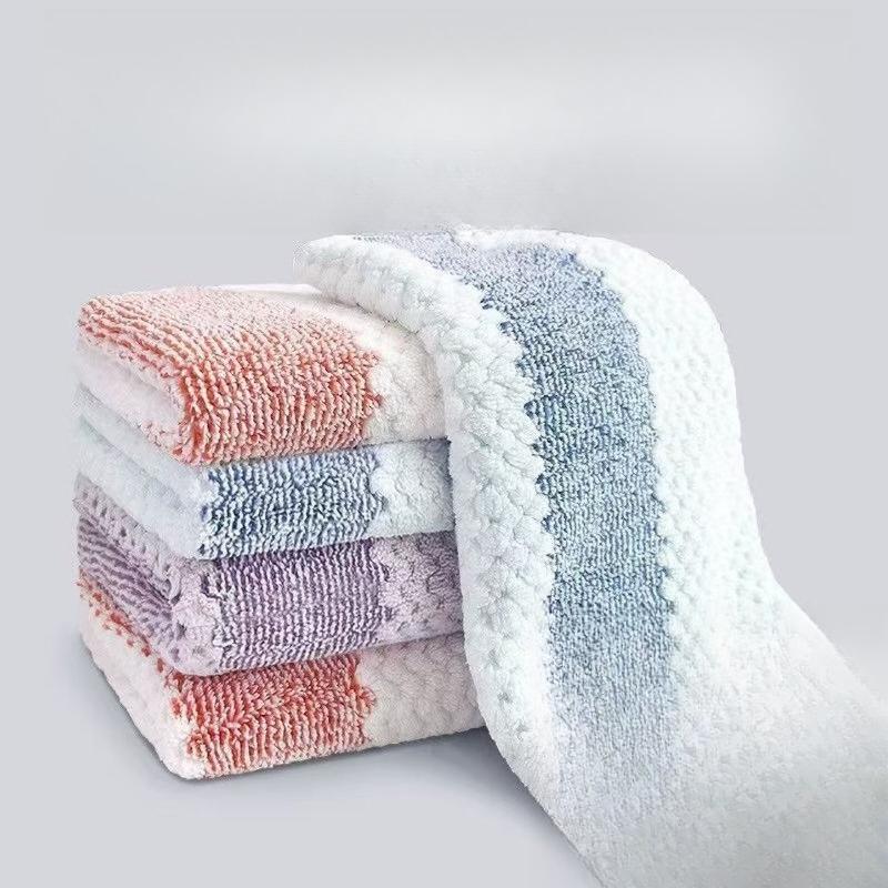 Lilac Coral Velvet Rags: Slub Velvet Absorbent Dishcloth, Thickened Cationic Cleaning Cloth, Kitchen Lazy Rags