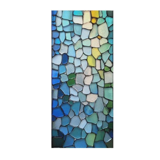 Stained Glass Effect Window Film Geometric Pattern Decorative Static Cling UV Block Heat Control Vintage Rainbow Window Sticker for Living