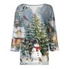 Women's Fashion Casual Halloween Printed V-Neck Short Sleeve Decorative Button Three-quarter Sleeve T-shirt Top