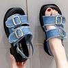 Fashion Cowboy Platform Sandals Women Summer Fashion 2024 Mid Heels Open Toe Casual Beach Slippers Slingback Flip Flops Mujer Zapatos