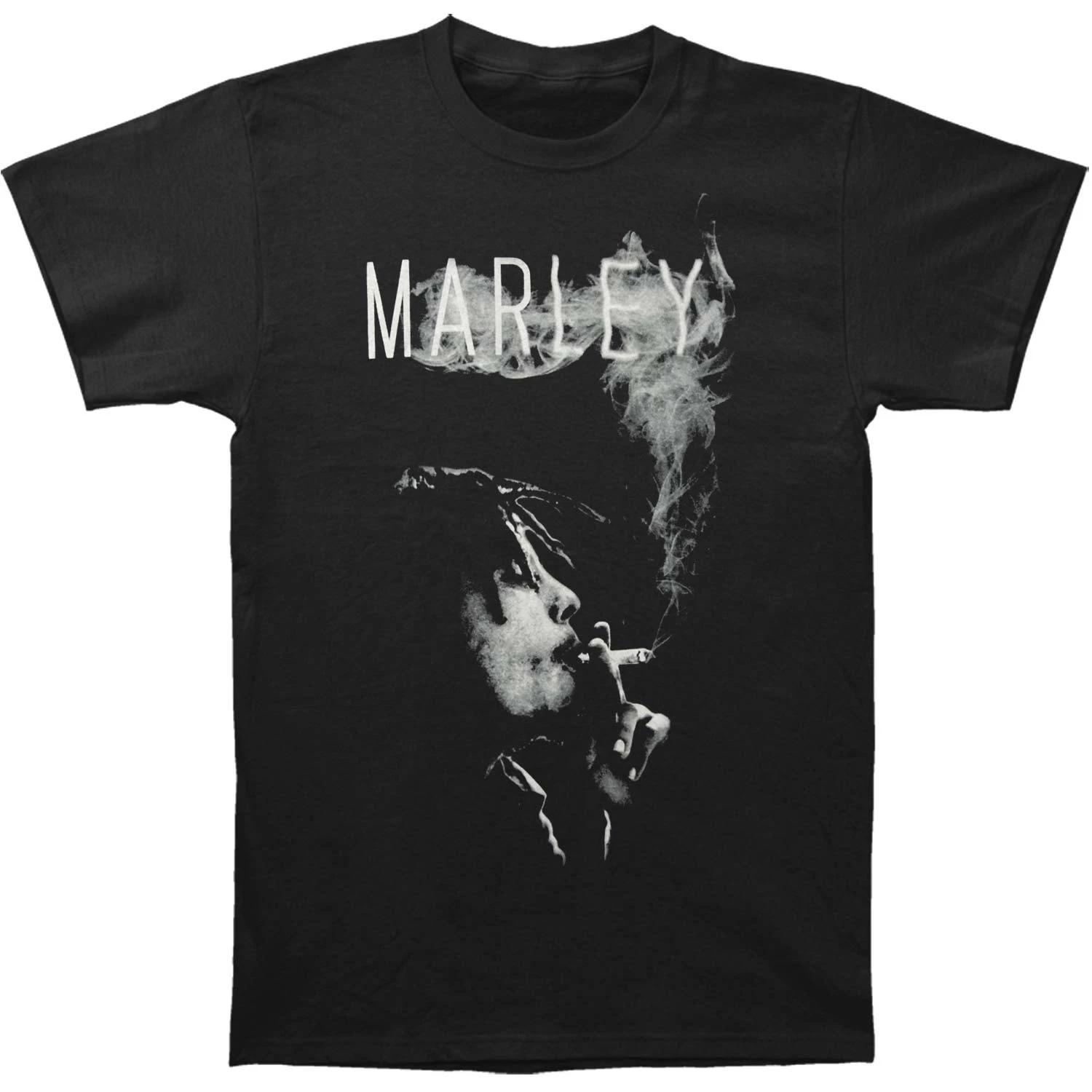 Men s Bob Marley Smoke T-shirt Small Black L