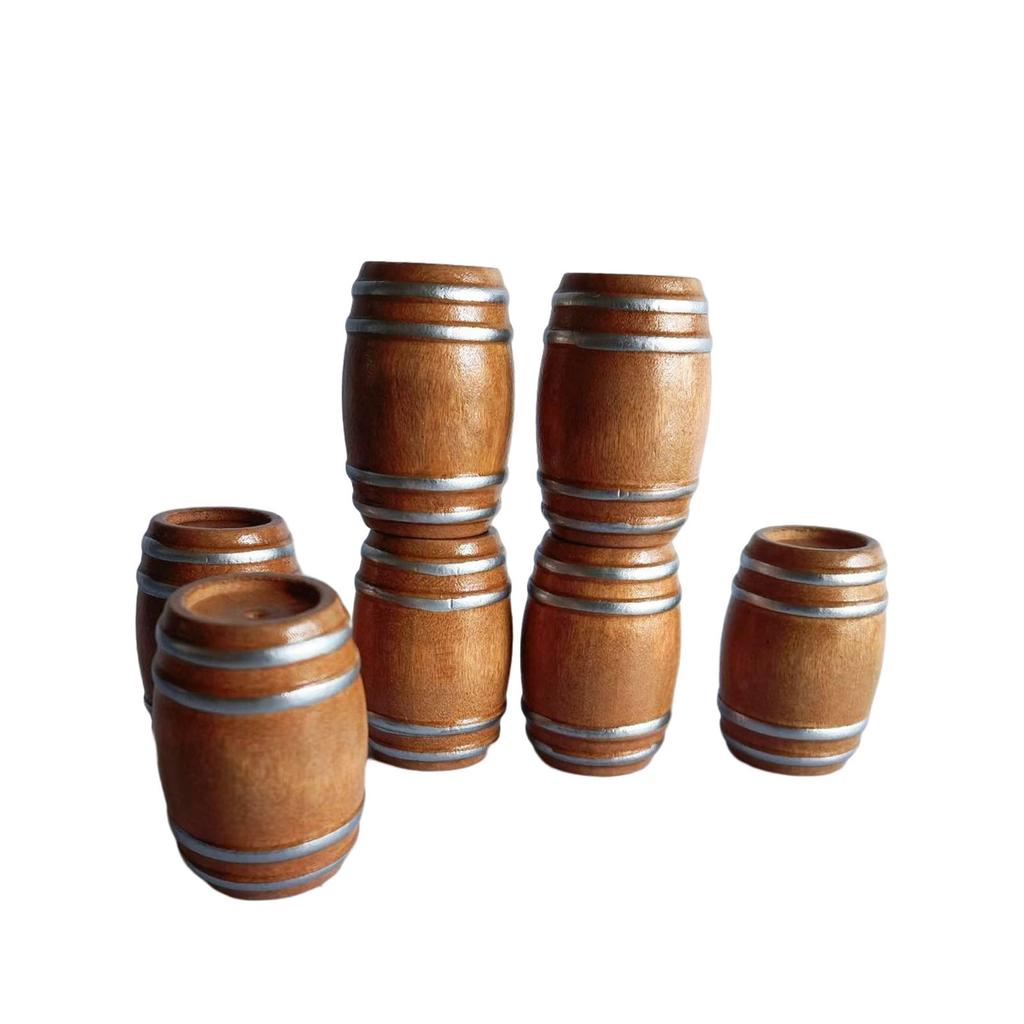 Mini Wooden Beer Barrel Dollhouse Accessory 2.8x2.8x4Cm Antique Pub Scene Props Creative Tiny Model
