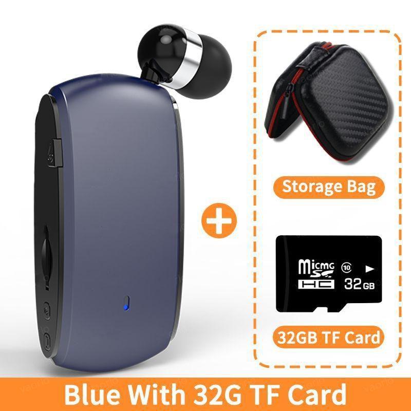 

Бизнес-наушники 32 ГБ TF-карта Play HD с шумоподавлением Наушники с выдвижной линией Гарнитура Поддержка записи Совместимость со всеми смартфонами синий