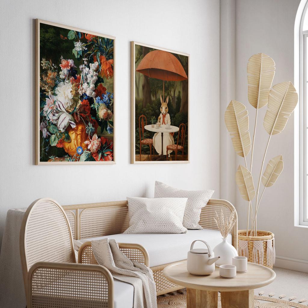 Zestaw dwóch plakatów kwiaty zając