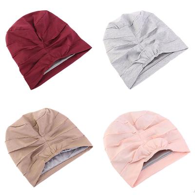 Kadın Kazak Saten Astarlı Başlık Kemoterapi Başlığı Pamuklu Çift Katmanlı Başlık Gece İçkisi