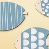 3 Pcs Wooden Fish Wall Decor Beach Nautical Coastal Theme Blue Fish Wall Sculpture Vintage Lake House Wall Art for Bathroom Living Room