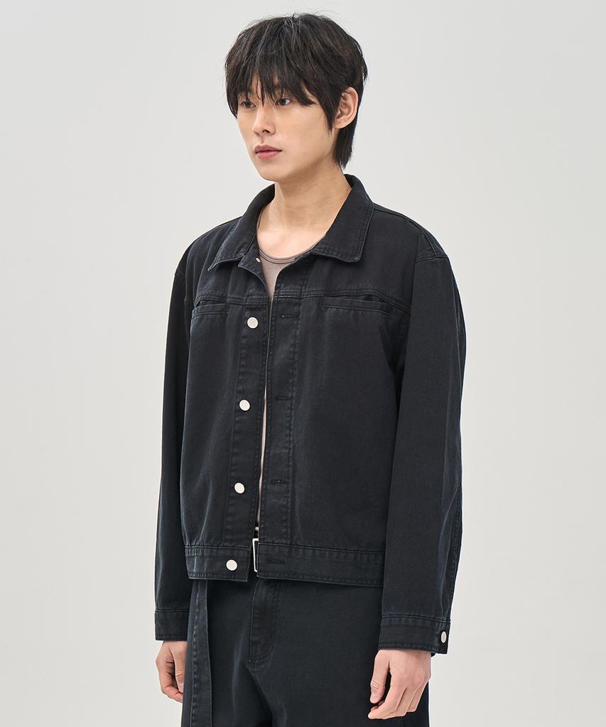 Prairie Washed Crop Trucker Jacket (Black)
