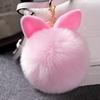 Cute Fluffy Bunny Toys Bear Keychain Rabbit Ear Key Chain Fur Woman Bag Charms Keyring Pom  Charm Pendant