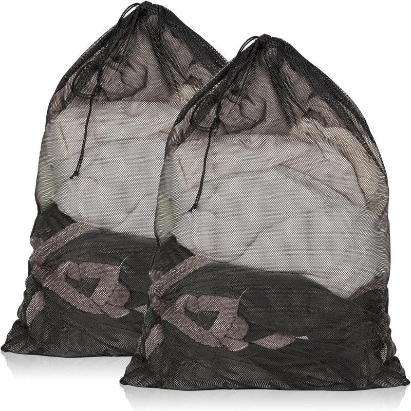 Bolsa de Malla con Cordón para Lavandería y Protección de Lavado para Ropa y Cortinas - Negro/Blanco