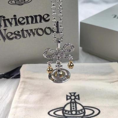 Empress Dowager Cixi Silver Christmas Bell Brooch & Necklace with Saturn Bow - Elegant High-End Jewelry for Women