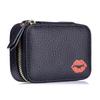 Damen Mini-Lippenstifttasche aus echtem Leder mit Spiegel - Modische und tragbare Drei-in-Eins Make-up-Tasche