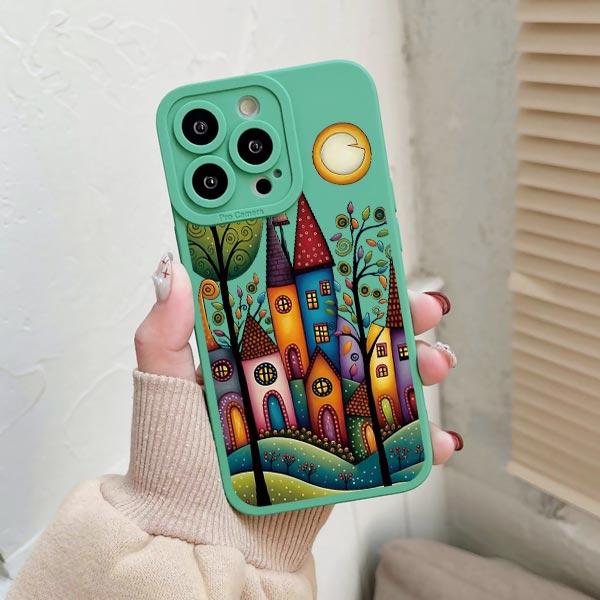 

Hand Painted Forest House Phone Case For iphone14 Pro Max Plus 13 12 Pro Max 11 X XR XS 7 8 Plus SE 2020 Soft Silicon Back Cover iphone14 pro max