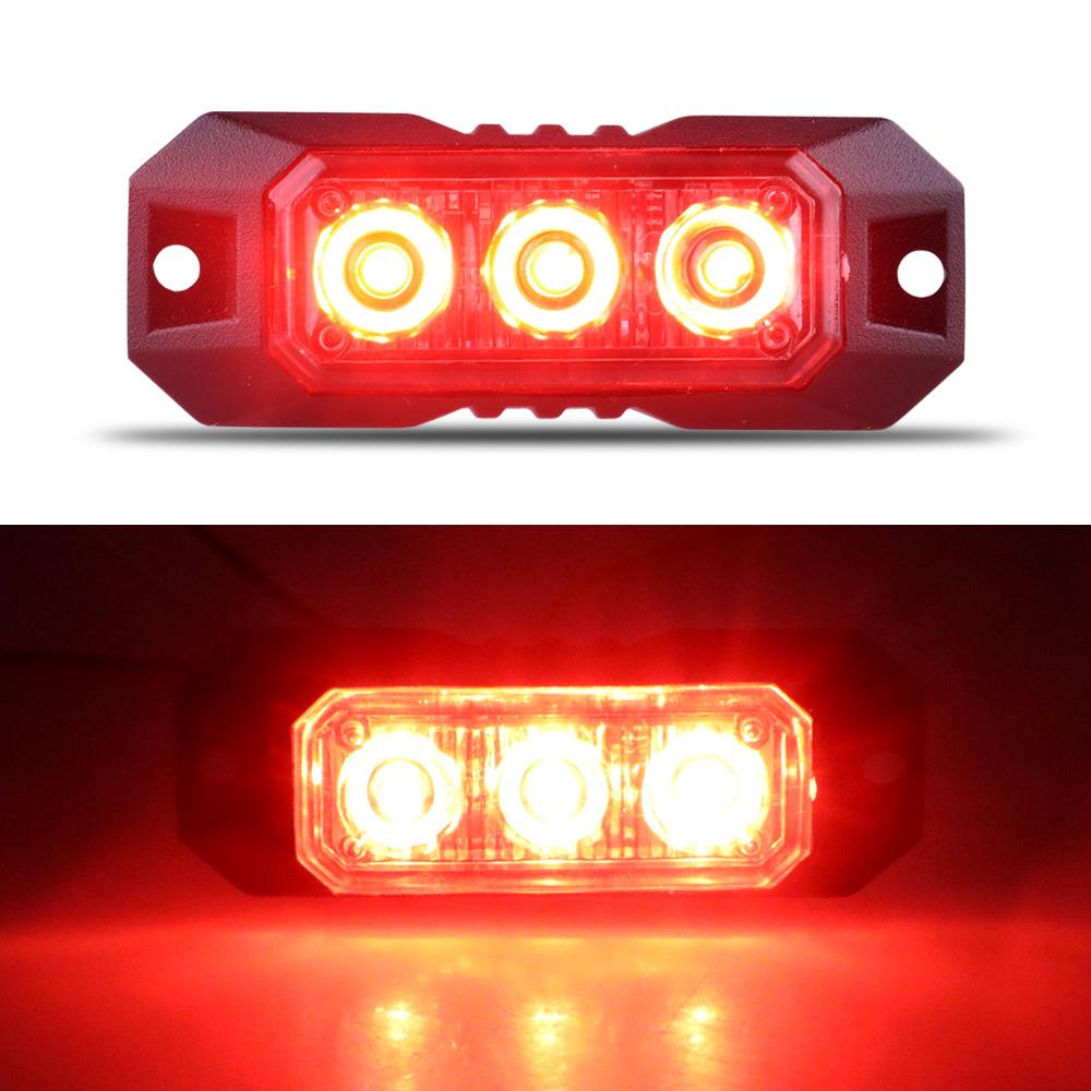 1PCS 3LED Strobe Warning Grille Flashing Lights Emergency Universal Trailer Truck Police Strobos Car Security Signal Lamp 12-24V