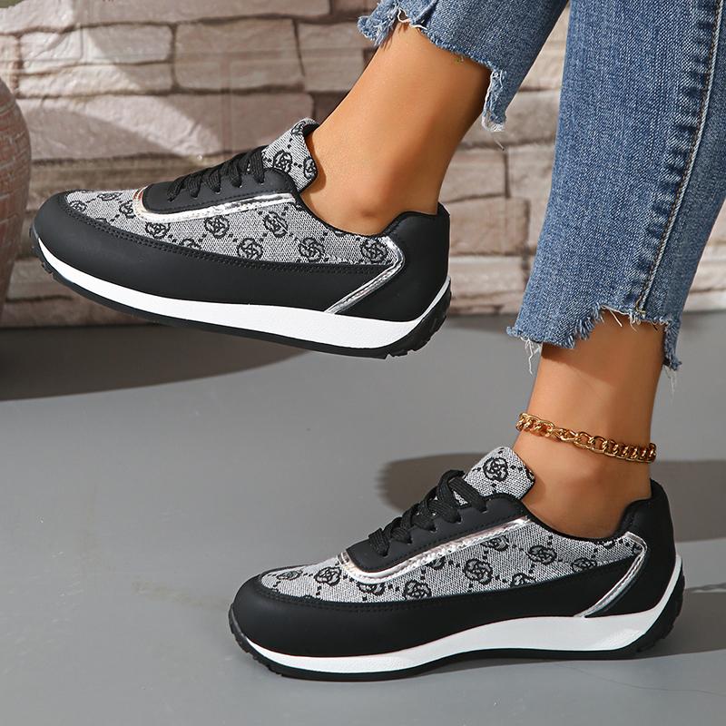 Fashion Fashion Print Platform Sneakers for Women 2025 Spring Casual Comfy Walking Shoes Woman Lightweight Non Slip Lace Up Sports Shoes