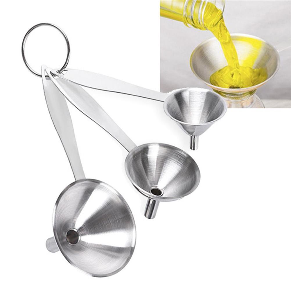 3pcs Stainless Steel Funnel Kit Long Handle Multifunctional for Kitchen Canning Filling Bottles Oil Household