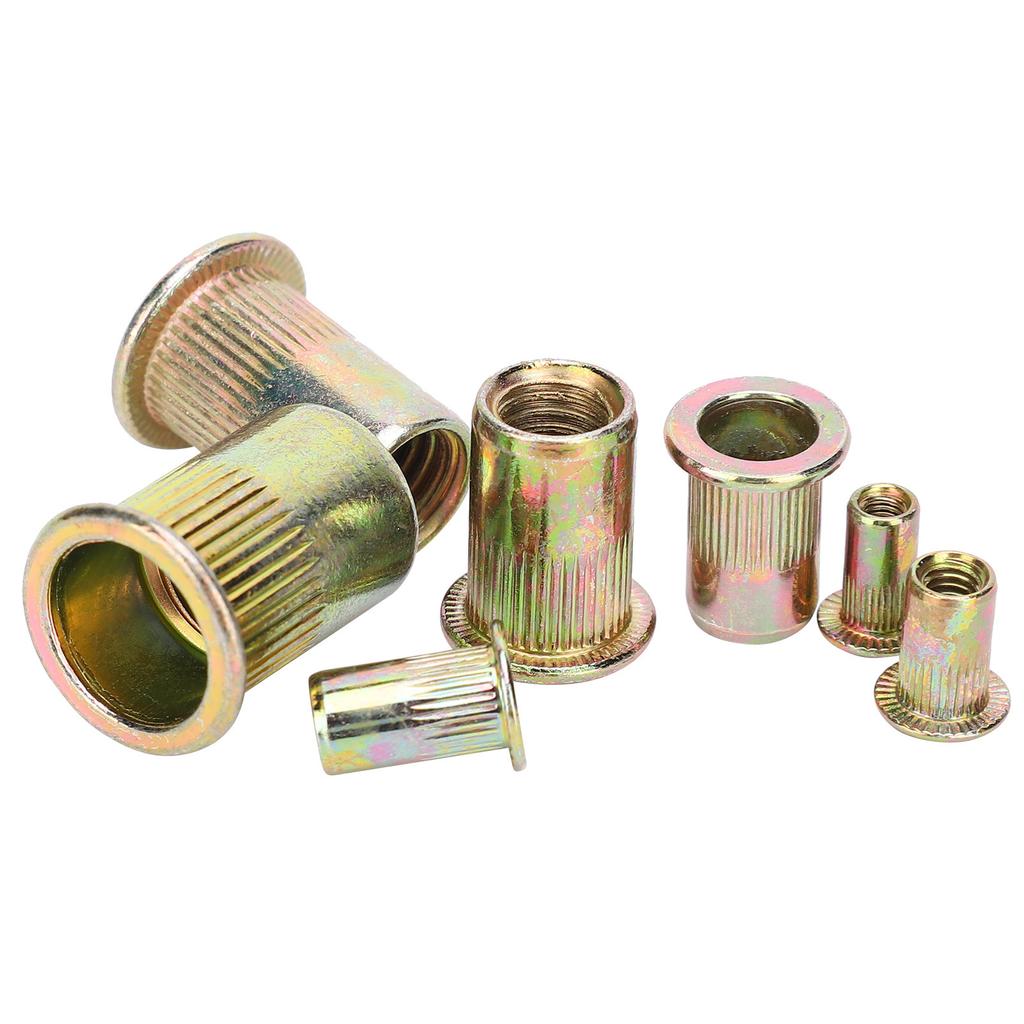 128Pcs Steel Rivet Nut ColorPlated Zinc Boxed M345681012 Combination Vertical Thread