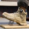 Novas Botas de Segurança com Botão Rotativo à Prova d'Água Tênis de Trabalho Masculinos Indestrutíveis à Prova de Perfuração Sapatos de Proteção com Biqueira de Aço