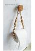 Hand-Woven Toilet Paper Holder with Hemu Beads and Hemp Rope, No-Punch Installation