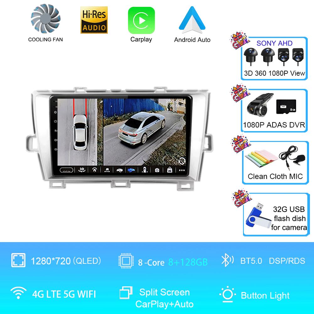 QLED DSP Car Radio Android 14 For Toyota Prius XW30 2009 - 2015 Multimedia Video Player GPS Navigation Stereo Carplay 4G WIFI BT