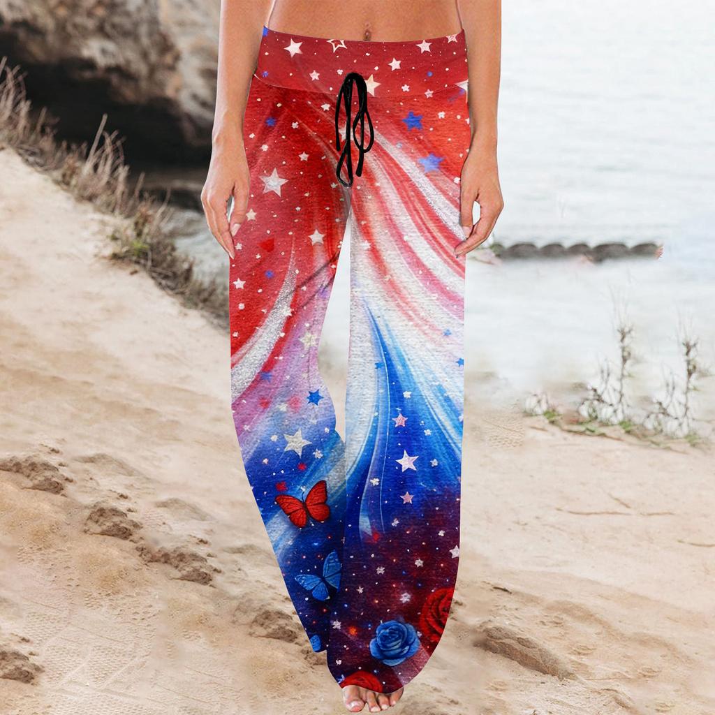 Women's Fashion Loose-Fit Drawstring Elastic Waist Casual Printed Pants