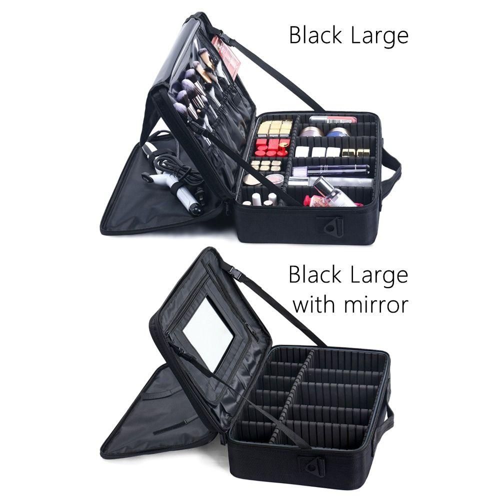 Portable Large Capacity Makeup Bag Oxford Professional Cosmetic Case 3 Stage Kit Waterproof Makeup Storage Box Women