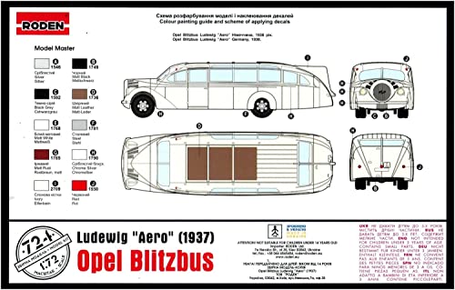 Roden 1/72 Scale German Opel Aero Provaganda Tourist Bus 1937 Plastic Model Kit RE72724