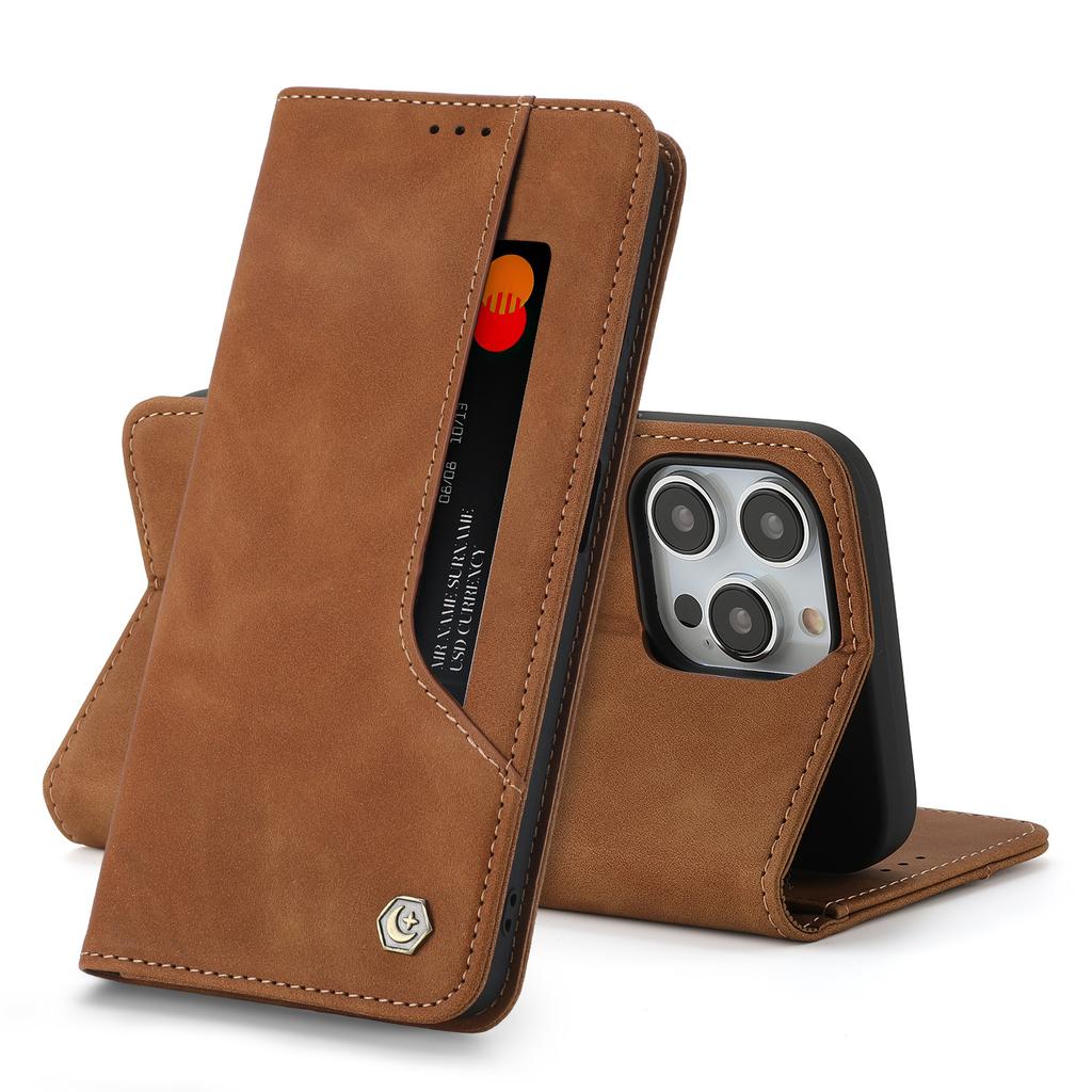  Vintage Strong Magnetic Wallet Case for iPhone 17 & Samsung S25 Ultra - Retro Flip Leather Card Holder Cover