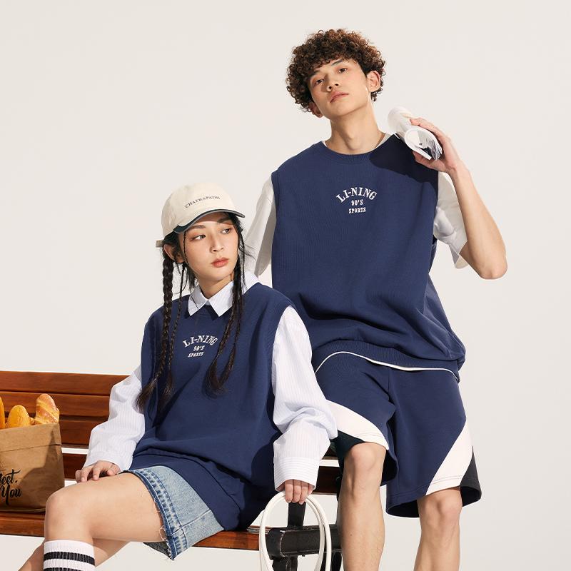 Li Ning Weekend Youth Letter Round Neck Casual Sports Sleeveless Vest Unisex Vests Deep-Navy AVSU493-3