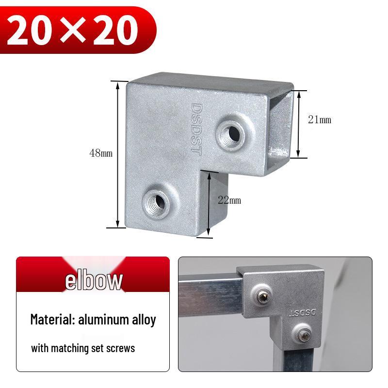 Galvanized Aluminum Alloy Square Tube Connector Fastener Joint, 20/25/30mm