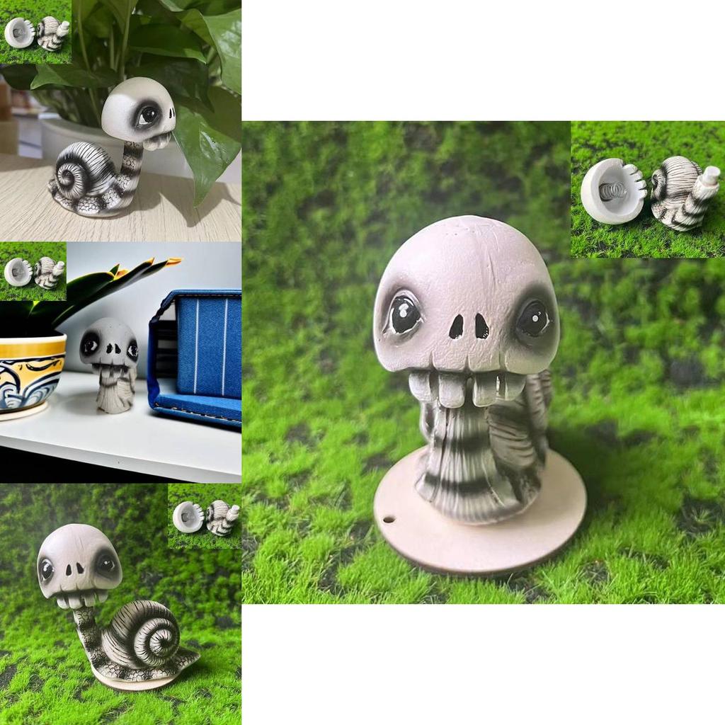 Cute Cartoon Skull Snail Sculpture Halloween Decoration Made Of Durable Resin Material