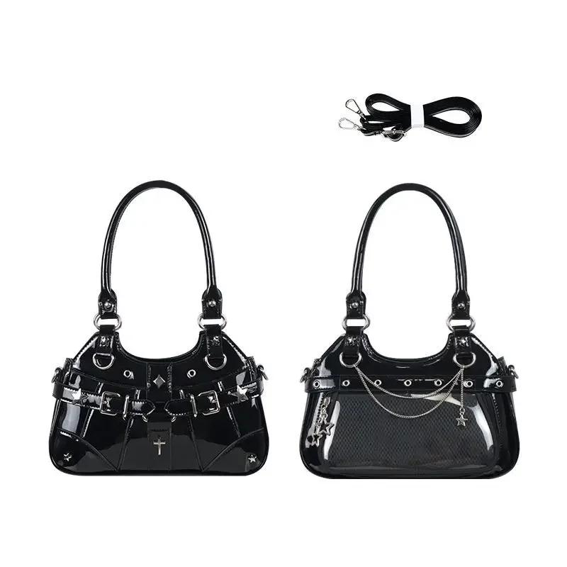 Daily Using Bolsos Mujer Transparent Y2K Ulzzang Ita Bag Chain Crossbady Shoulder Bags Patchwork Star Bolsa Belt Buckle Bolsas
